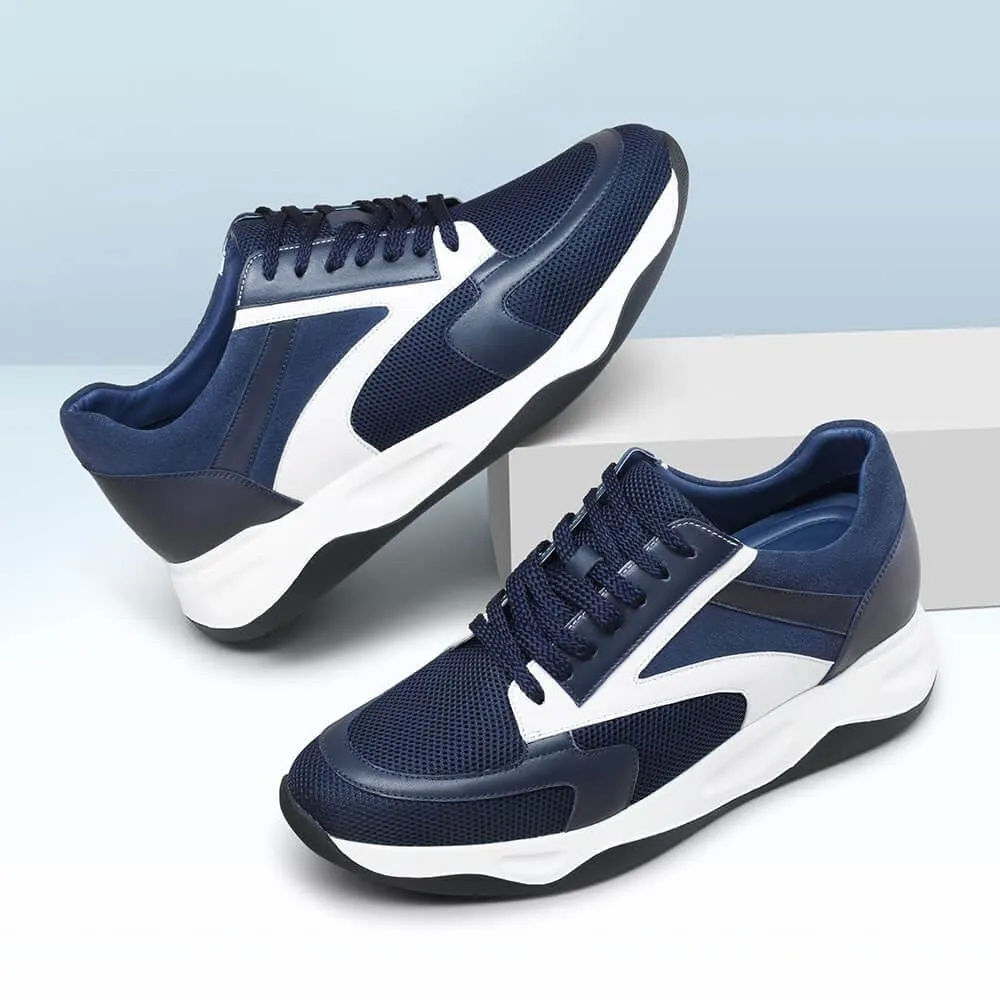 8CM / 3.15 Inches CMR CHAMARIPA Men's Raised Shoes: Elevate Your Height in Style with Breathable Blue Sneakers