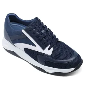 8CM / 3.15 Inches CMR CHAMARIPA Men's Raised Shoes: Elevate Your Height in Style with Breathable Blue Sneakers