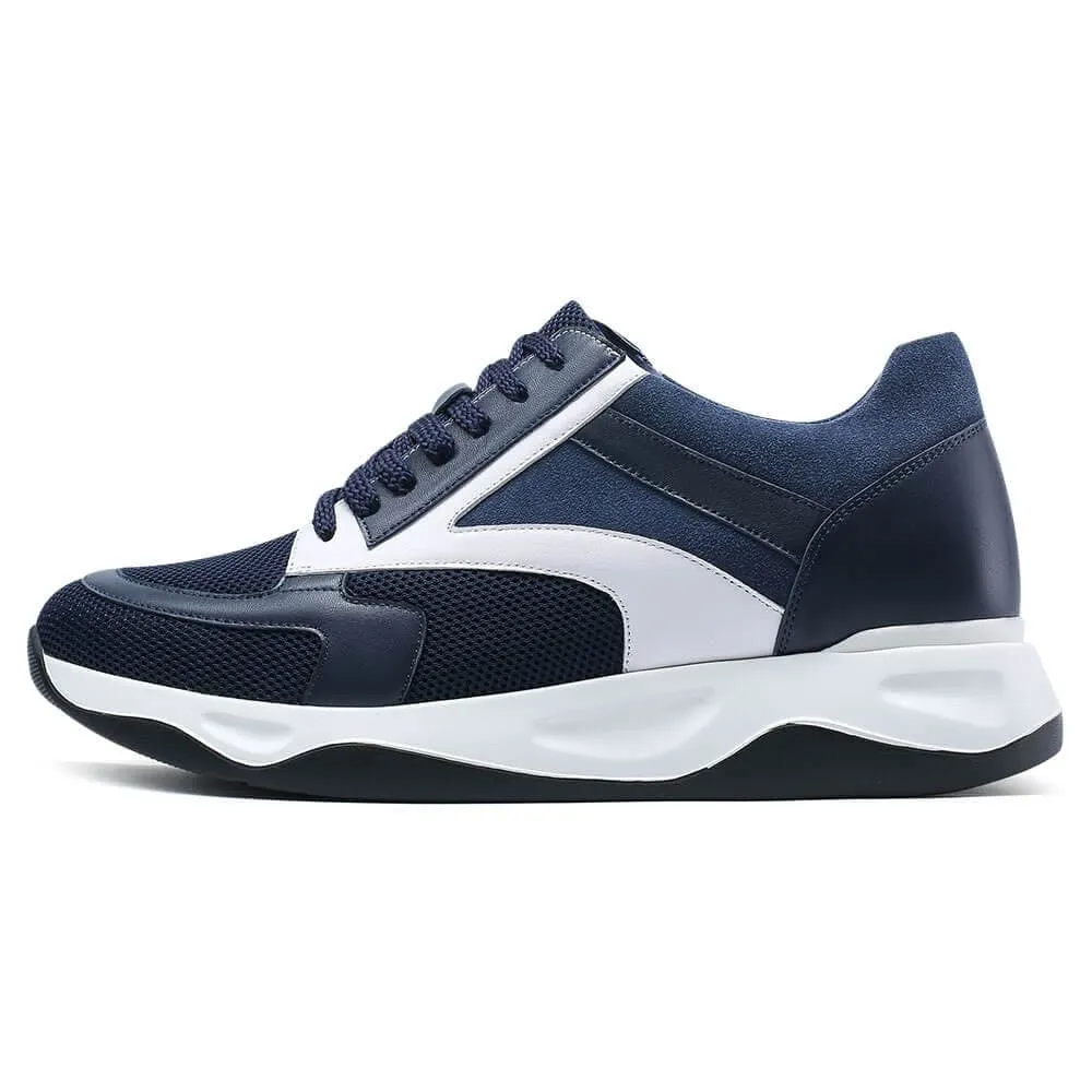 8CM / 3.15 Inches CMR CHAMARIPA Men's Raised Shoes: Elevate Your Height in Style with Breathable Blue Sneakers