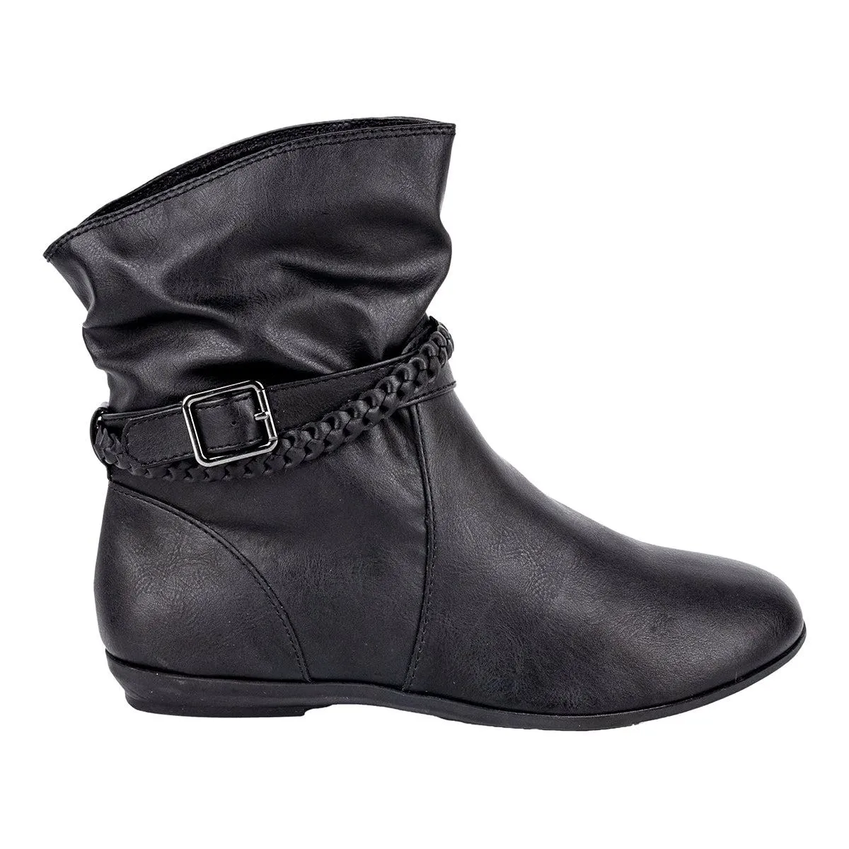 American Eagle Braided Strap Ankle Boots Leather Black Colour For Women