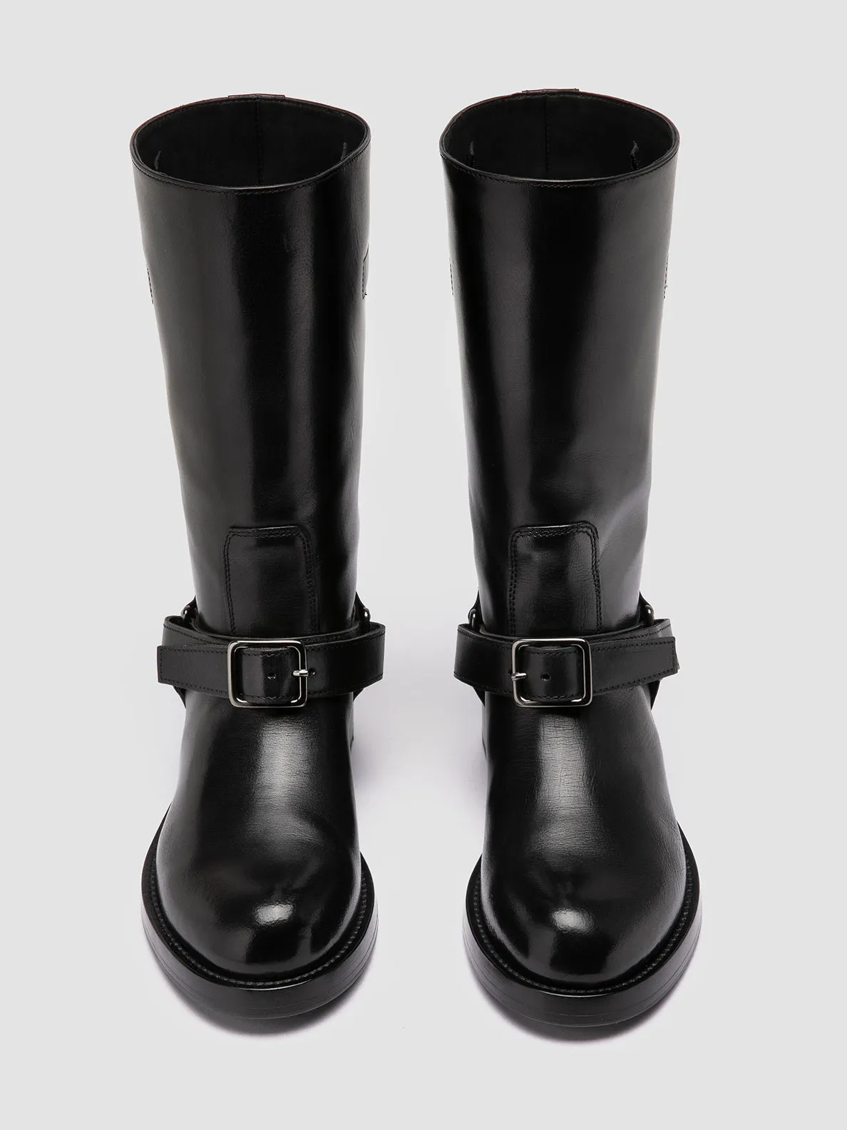 BERYL 001 - Black Leather Pull-On Boots