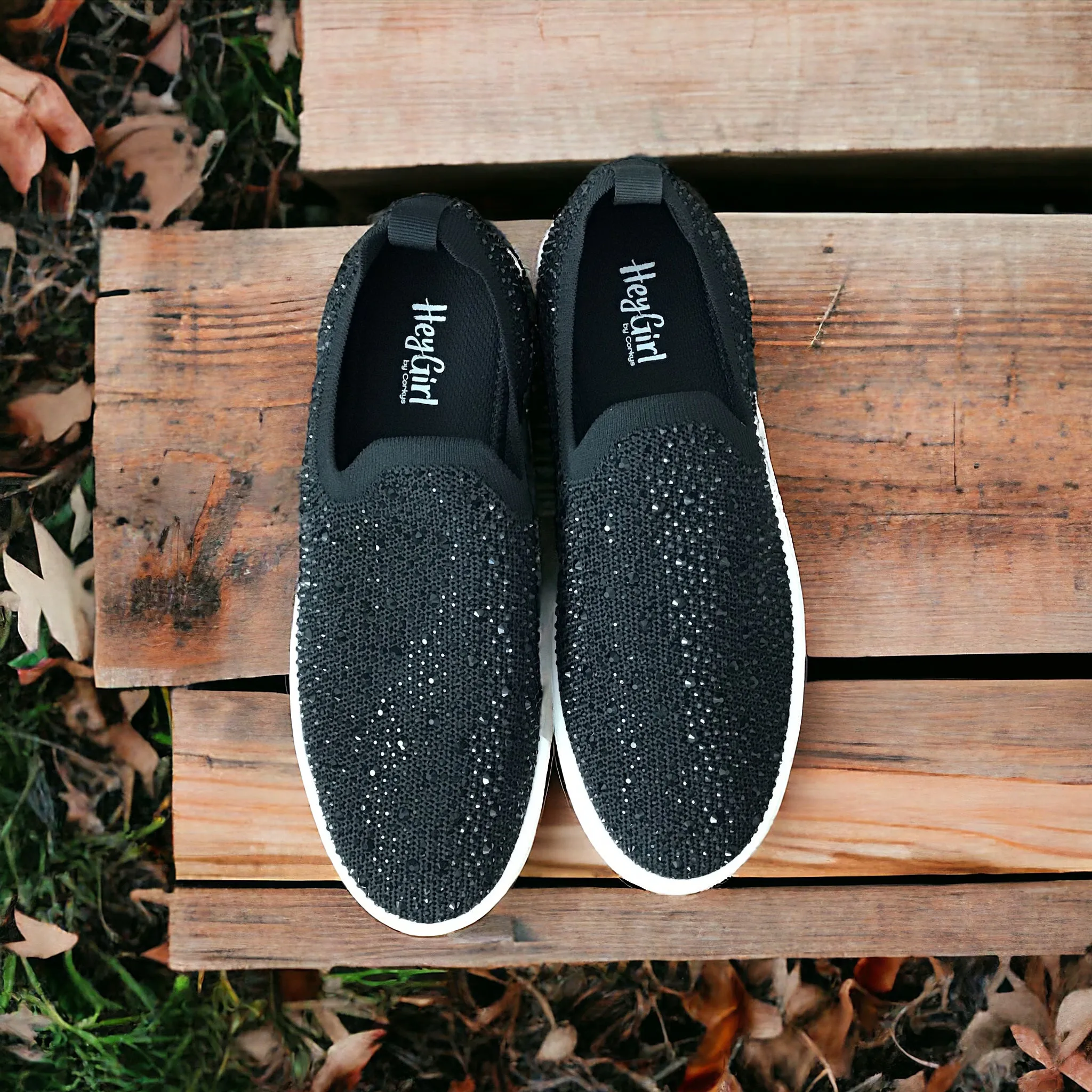 Black Crystal Slip-on shoe