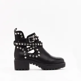 Black Rivet Detail Chunky Boots