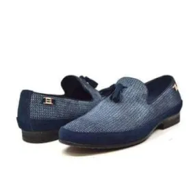 British Walkers Chris Men's Blue Burnished Leather Loafers