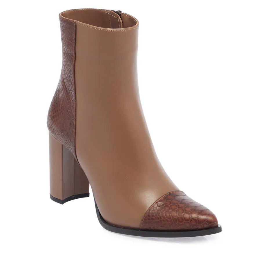 Brown Leather Women's Classic Boot - SCB-B67059