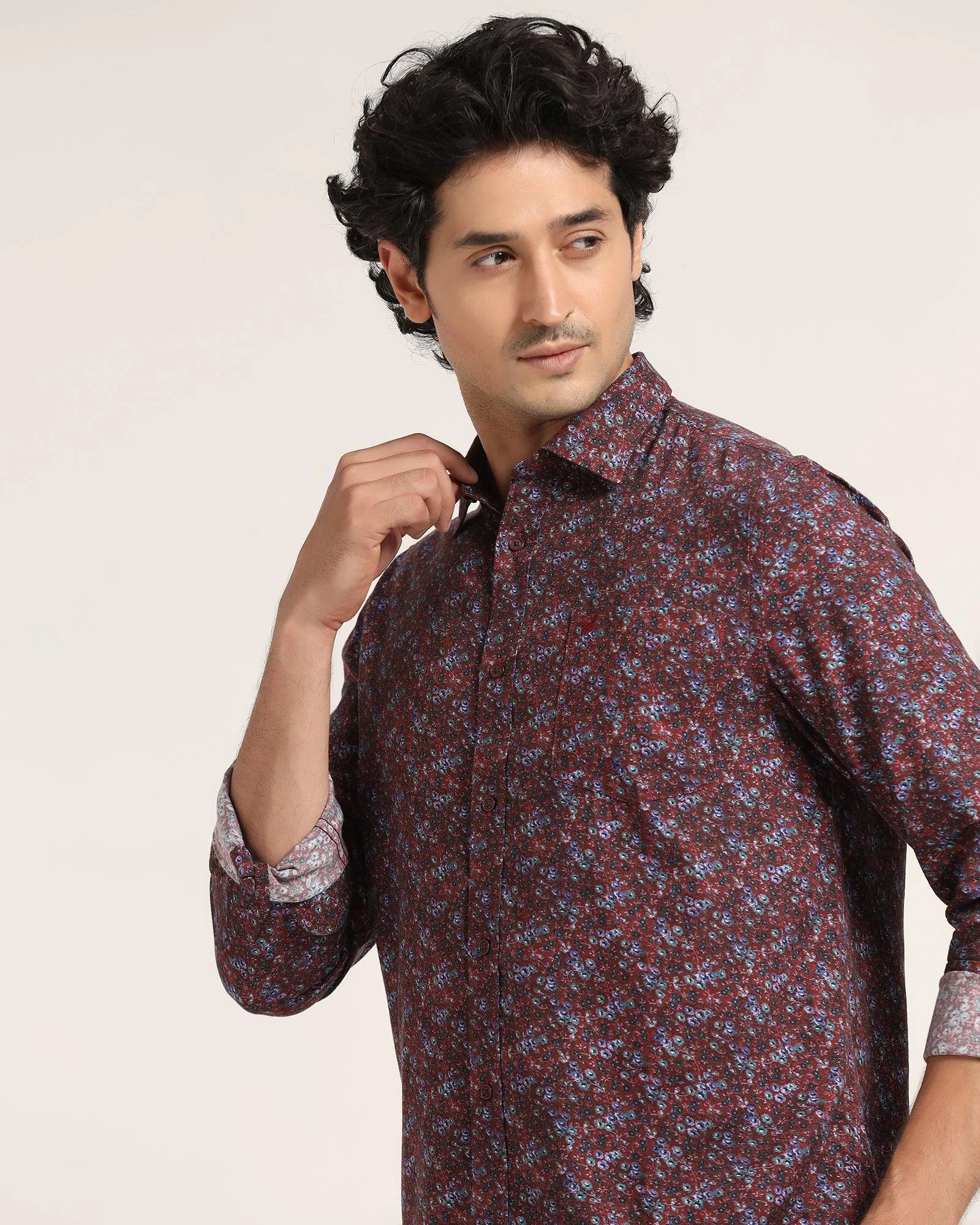 Casual Maroon Printed Shirt - Flam