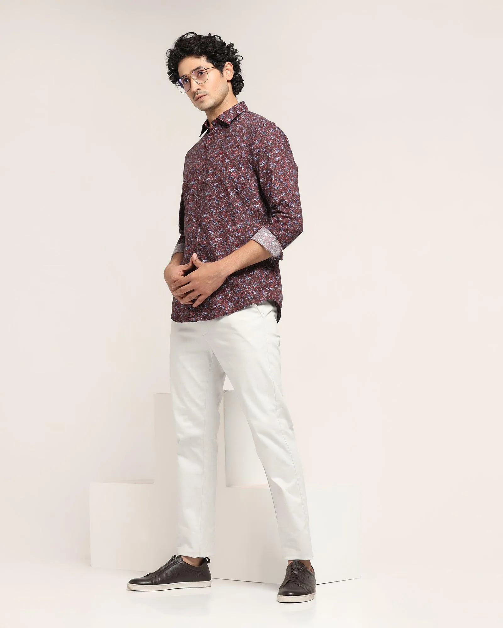 Casual Maroon Printed Shirt - Flam