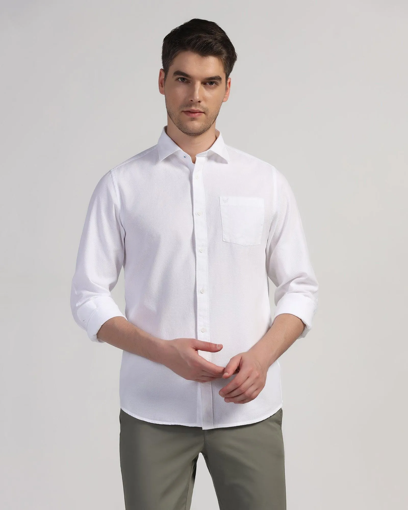 Casual White Textured Shirt - Colt