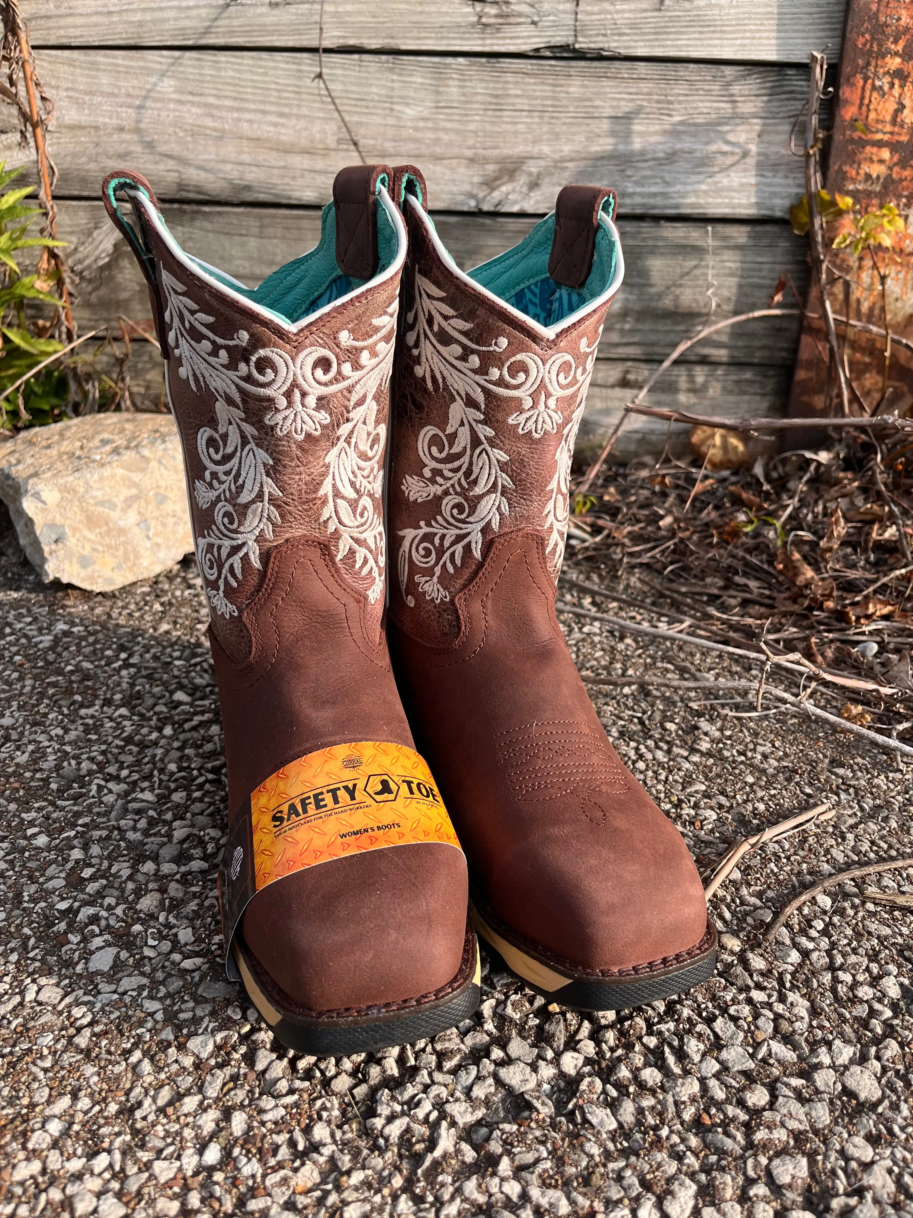 Corral Women's Brown Hydro Resist Safety Toe Cowgirl Work Boots W5008