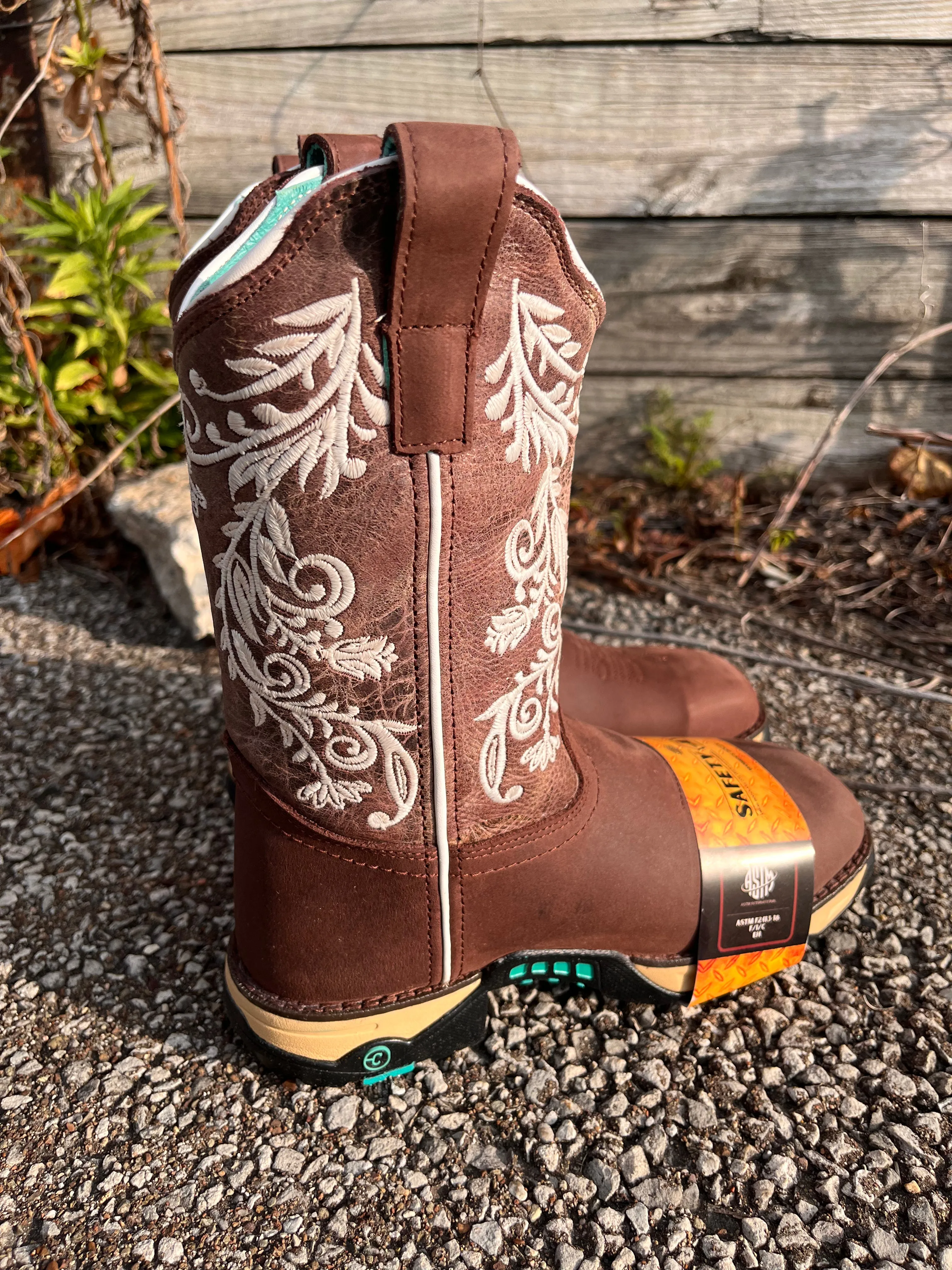 Corral Women's Brown Hydro Resist Safety Toe Cowgirl Work Boots W5008