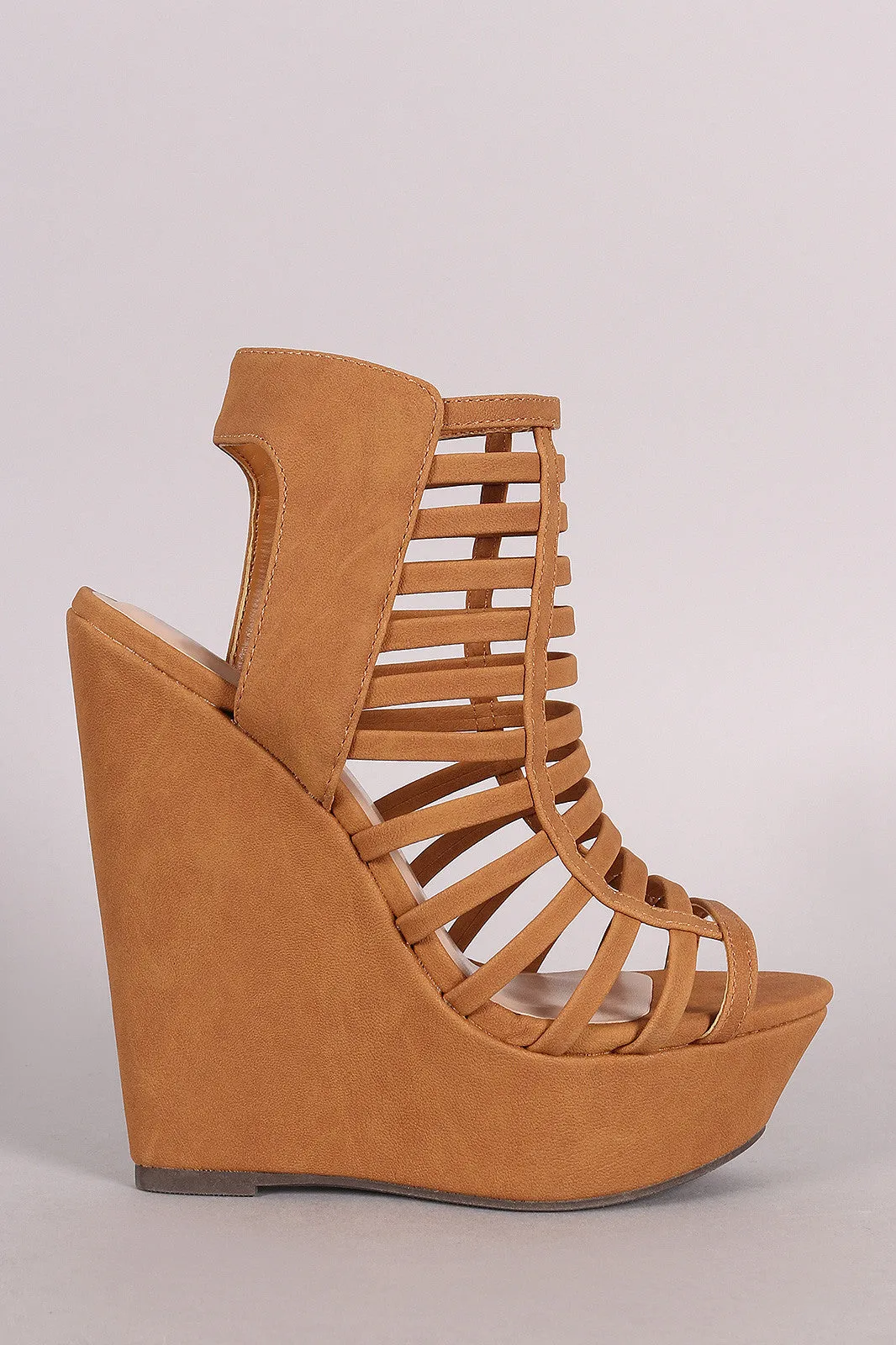 Delicious Strappy Cage Platform Wedge