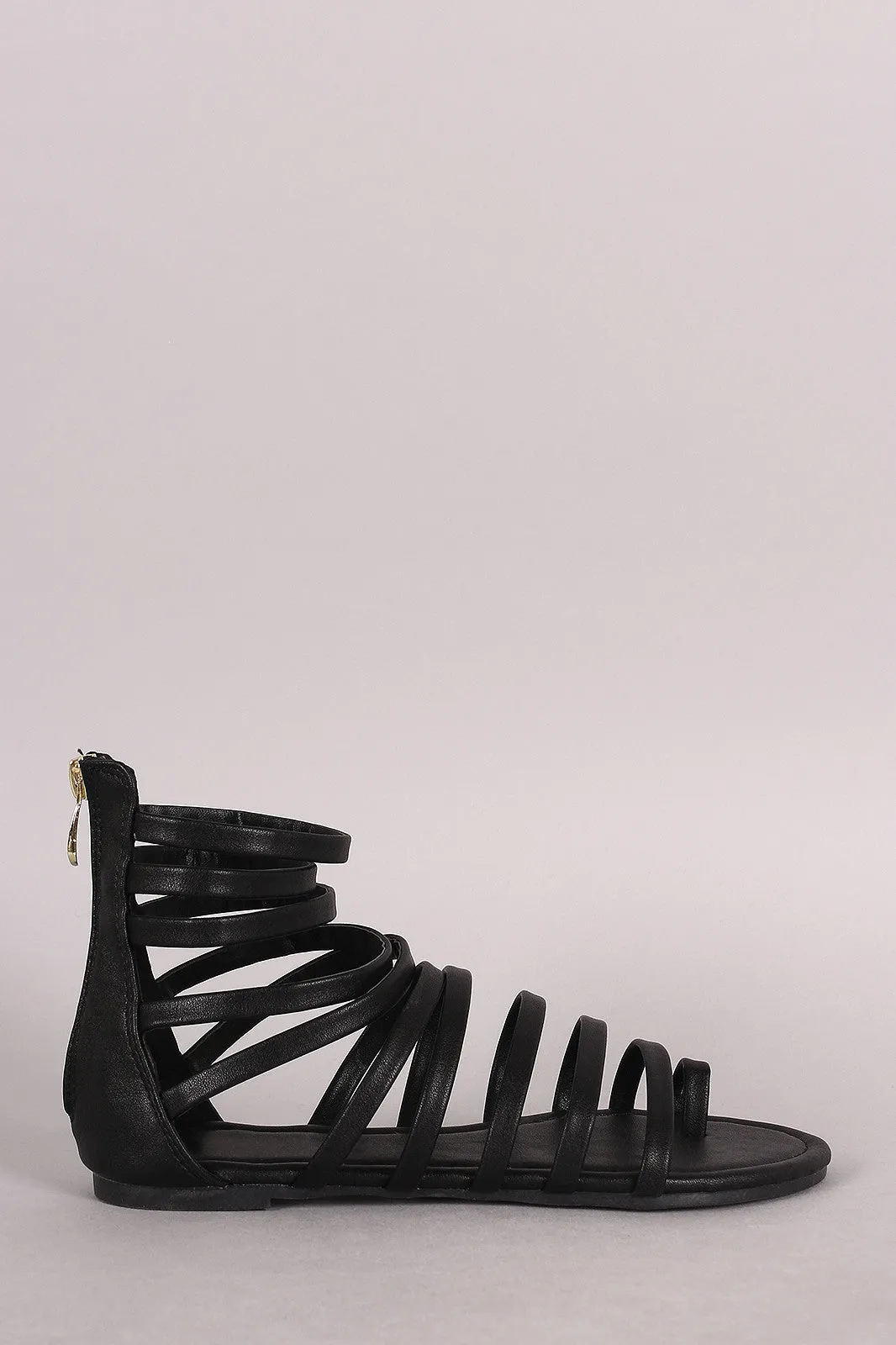 Liliana Caged Toe Ring Gladiator Flat Sandal