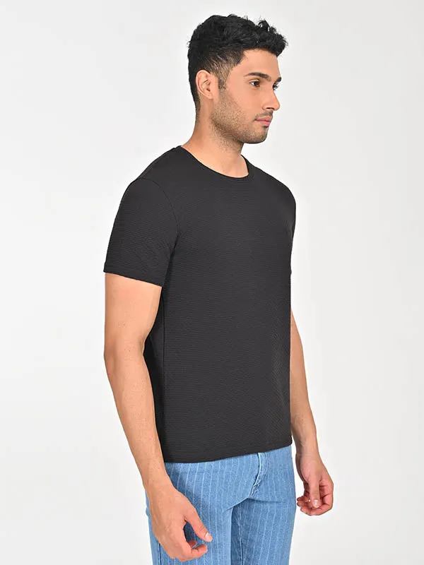 Men Textured Crew Neck T-Shirt