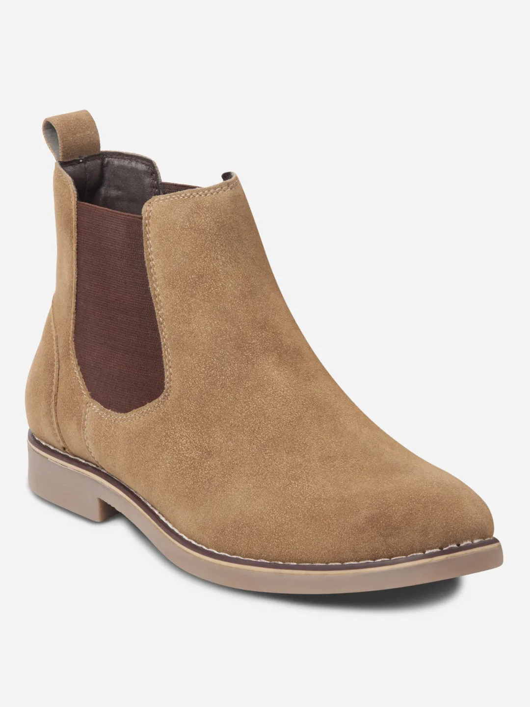 Men's Beige Suede Smart Casual Chelsea Boots (IX3037)