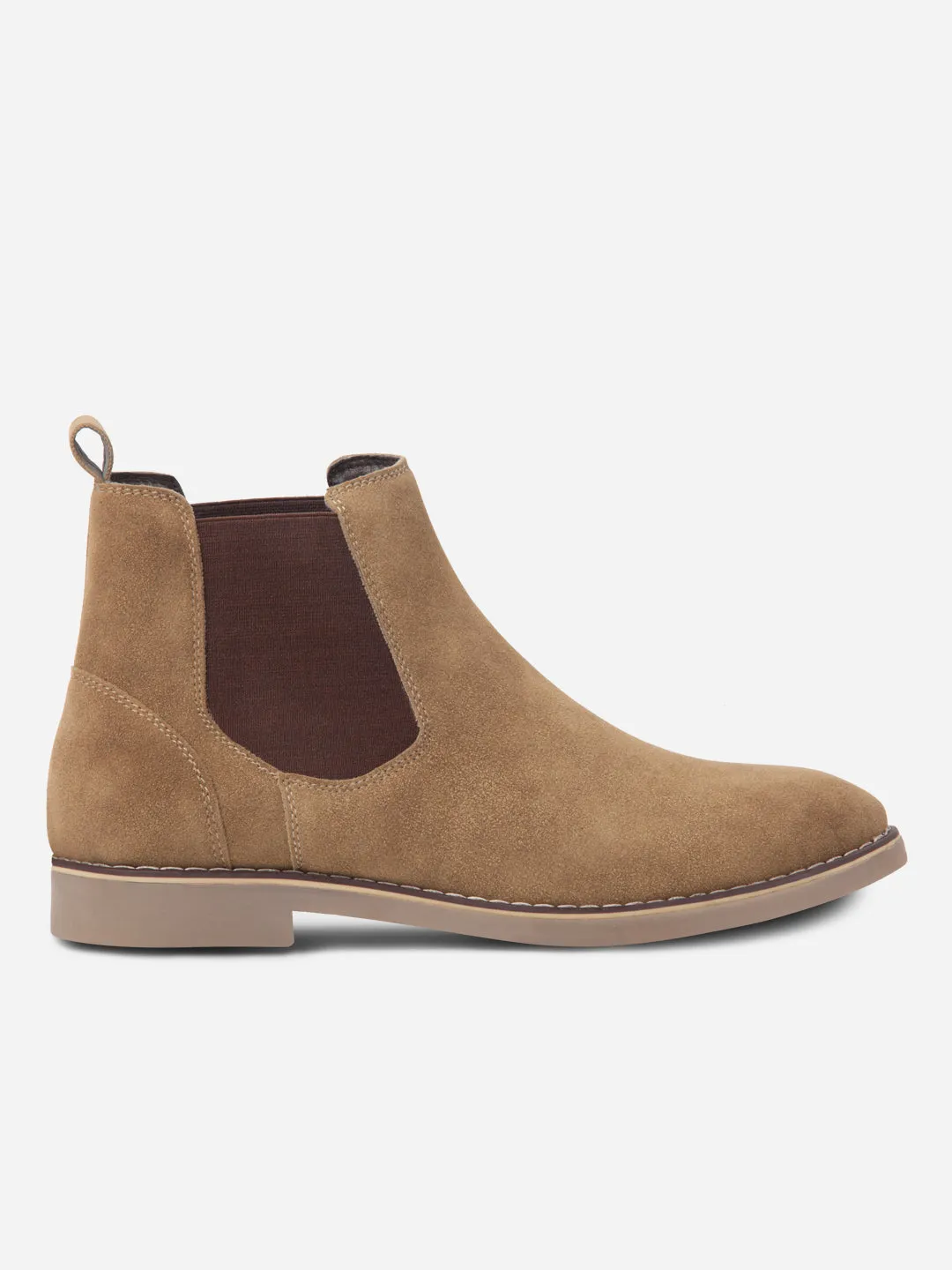 Men's Beige Suede Smart Casual Chelsea Boots (IX3037)