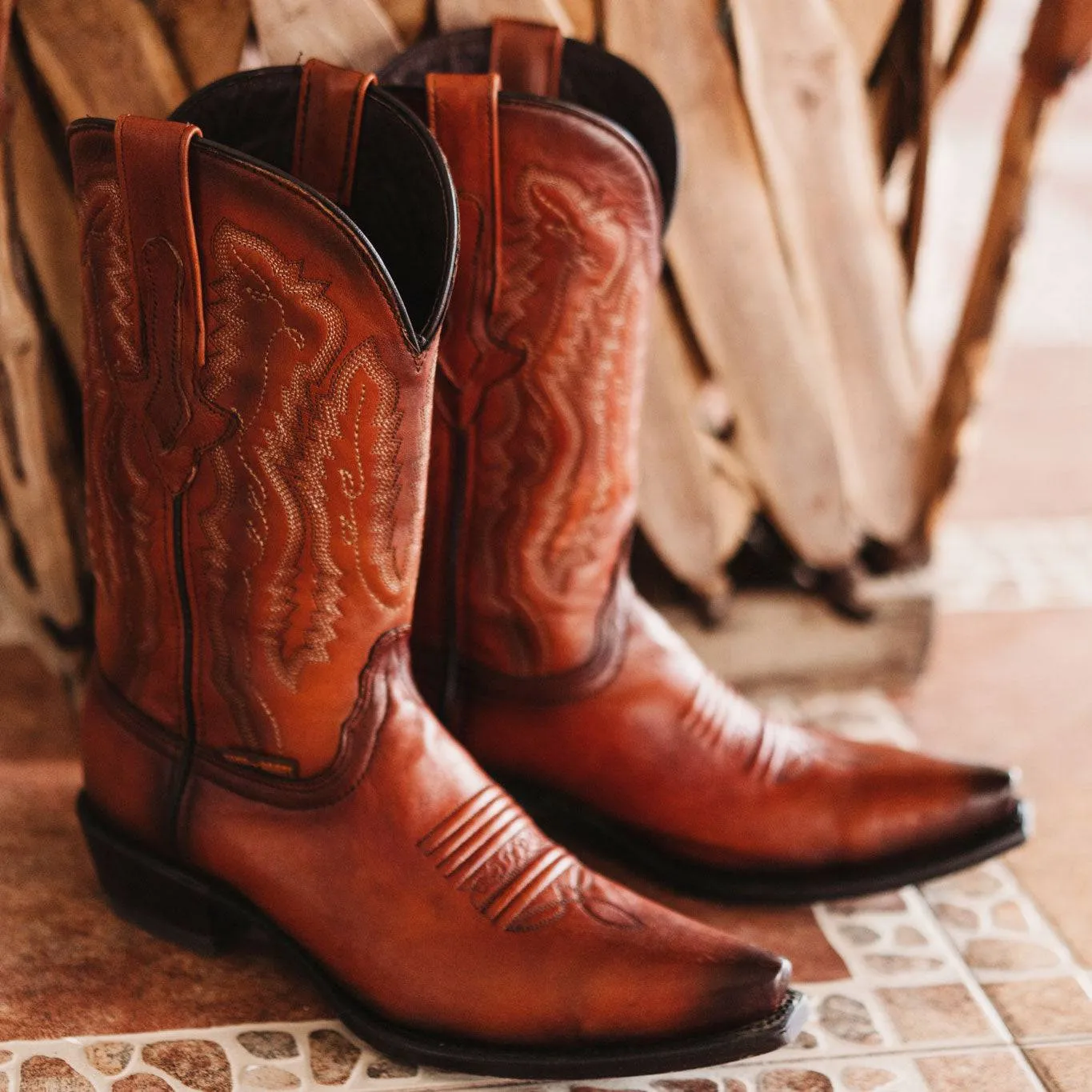 Men's Snip Toe Cowboy Boots Tan (H50030) | Soto Boots