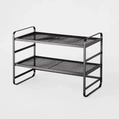 Open Box - 2 Tier Shoe Rack Black Metal Mesh - Brightroom