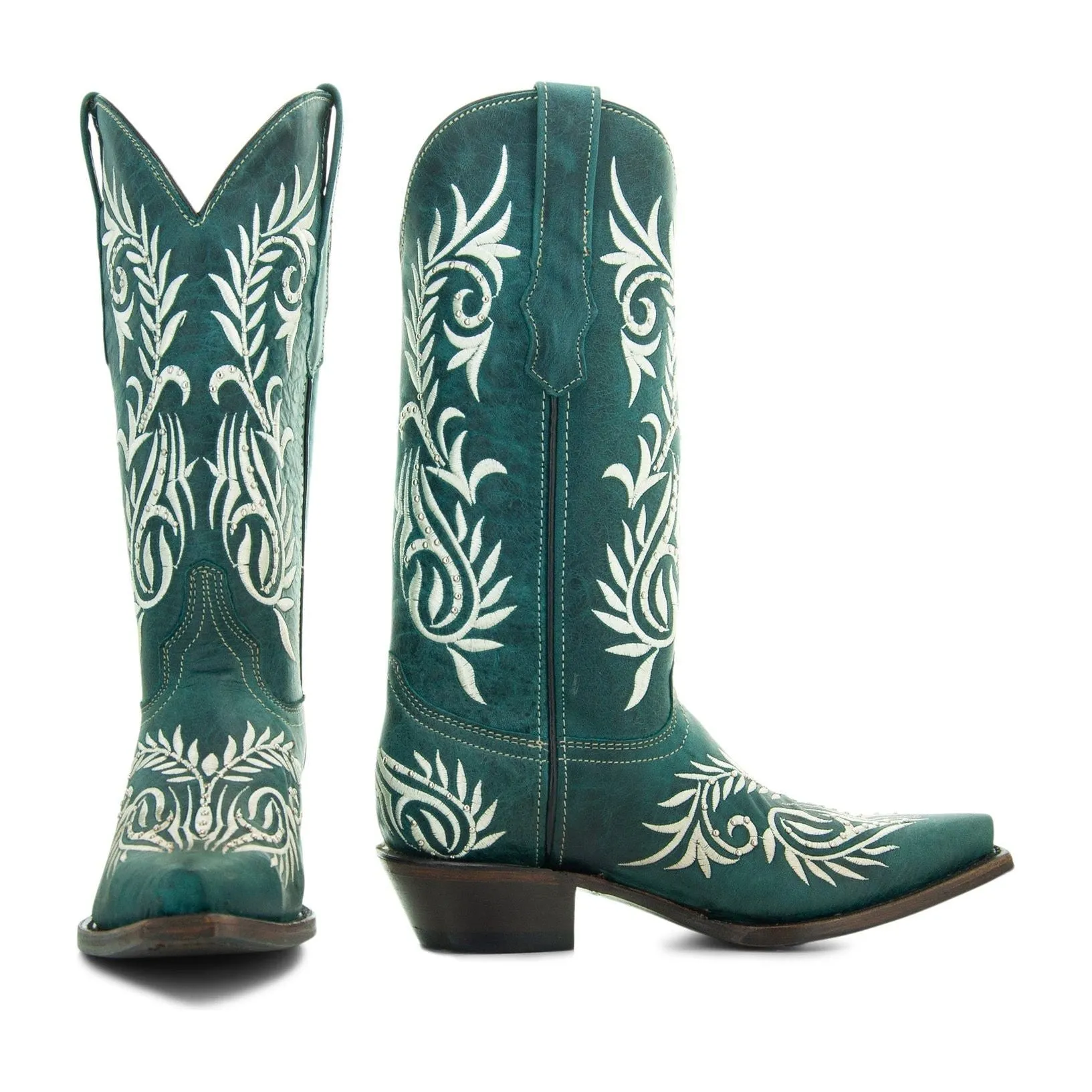 Soto Boots Womens Turquoise Floral Embroidery Cowgirl Boots M50065