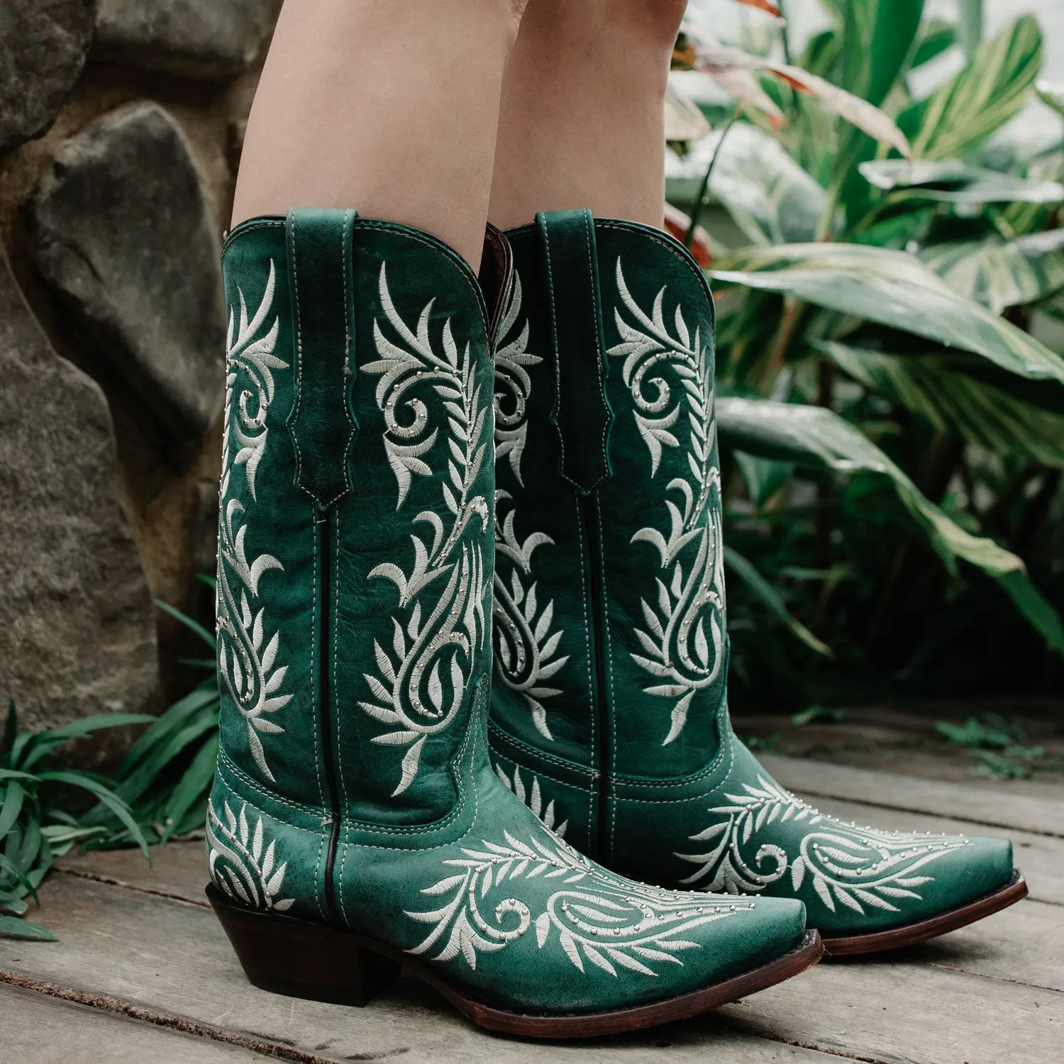 Soto Boots Womens Turquoise Floral Embroidery Cowgirl Boots M50065