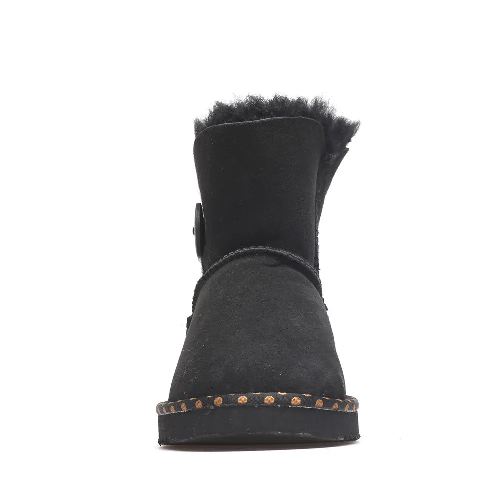 Spotted One Button Ugg Boot - Black