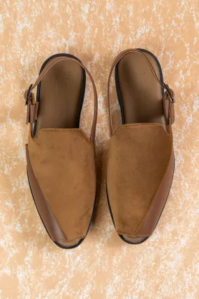 Tan Open Toe Slingback Loafers