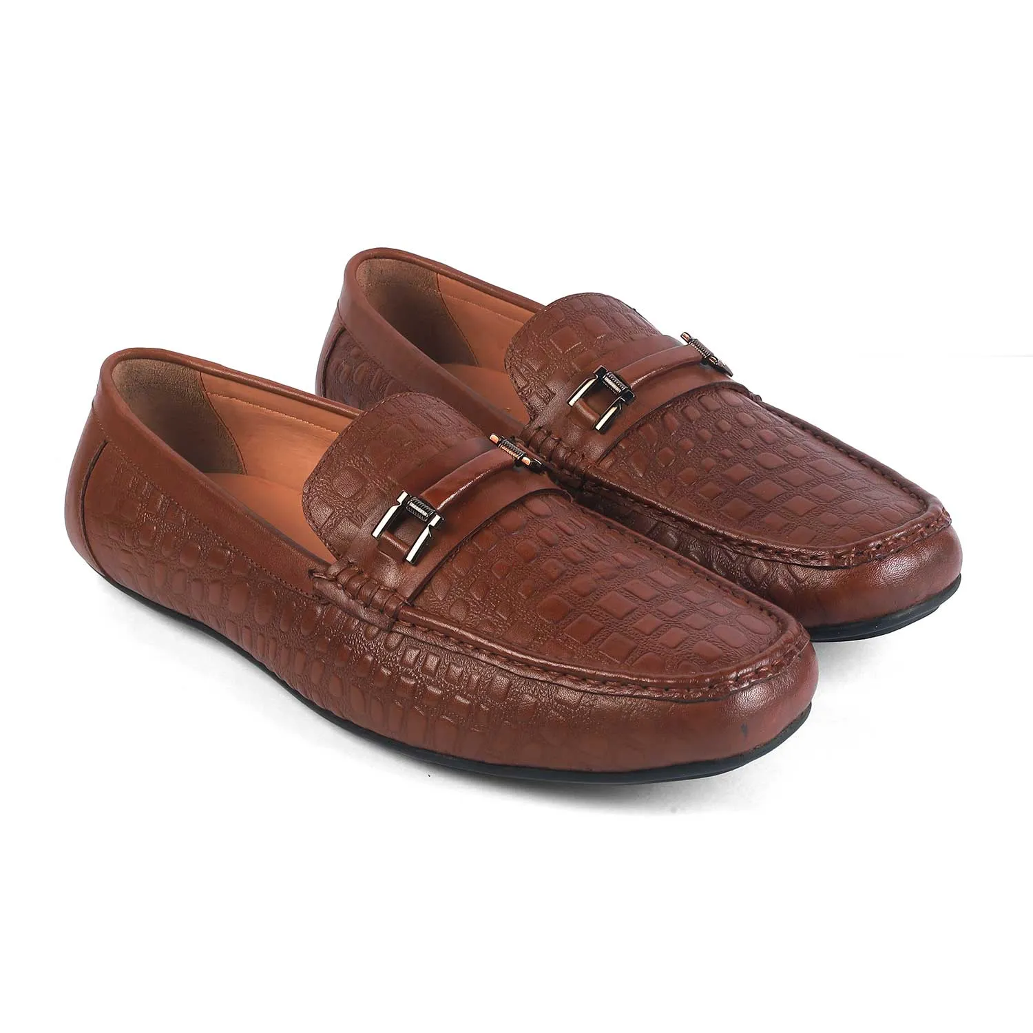 Tresmode Camil Tan Men's Leather Driving Loafers