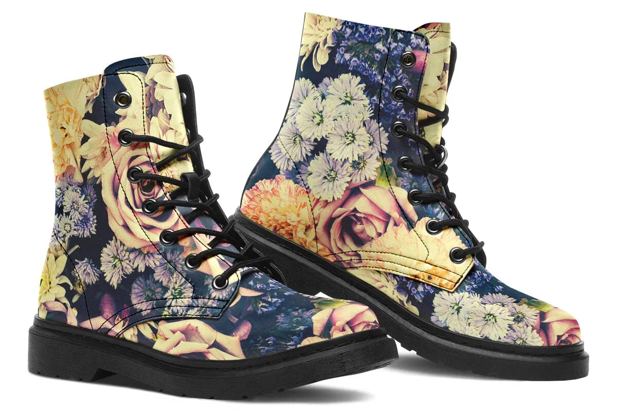 Vintage Flowers Combat Boots