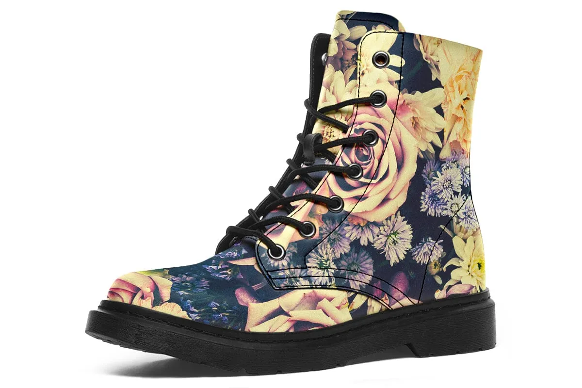 Vintage Flowers Combat Boots